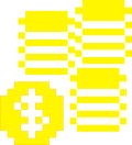 a pixelized icon of coins a pixelized icon of coins