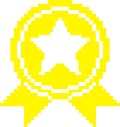 a pixelized icon of a ribbon with a star in the middle a pixelized icon of a ribbon with a star in the middle