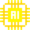 a pixelized icon of a microchip a pixelized icon of a microchip
